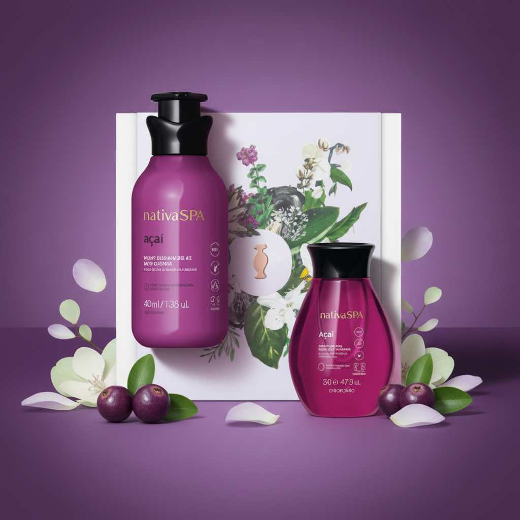 Este coffret inclui:
🫐 Óleo Corporal Açaí — hidratação profunda com textura sedosa que deixa a pele radiante e perfumada
🫐 Creme de Corpo Açaí — fórmula rica que nutre e suaviza a pele, com aroma envolvente e duradouro
Uma experiência sensorial única, perfeita para presentear ou para se mimar. O aroma inconfundível do açaí transforma a rotina de cuidado corporal num verdadeiro ritual de bem-estar.