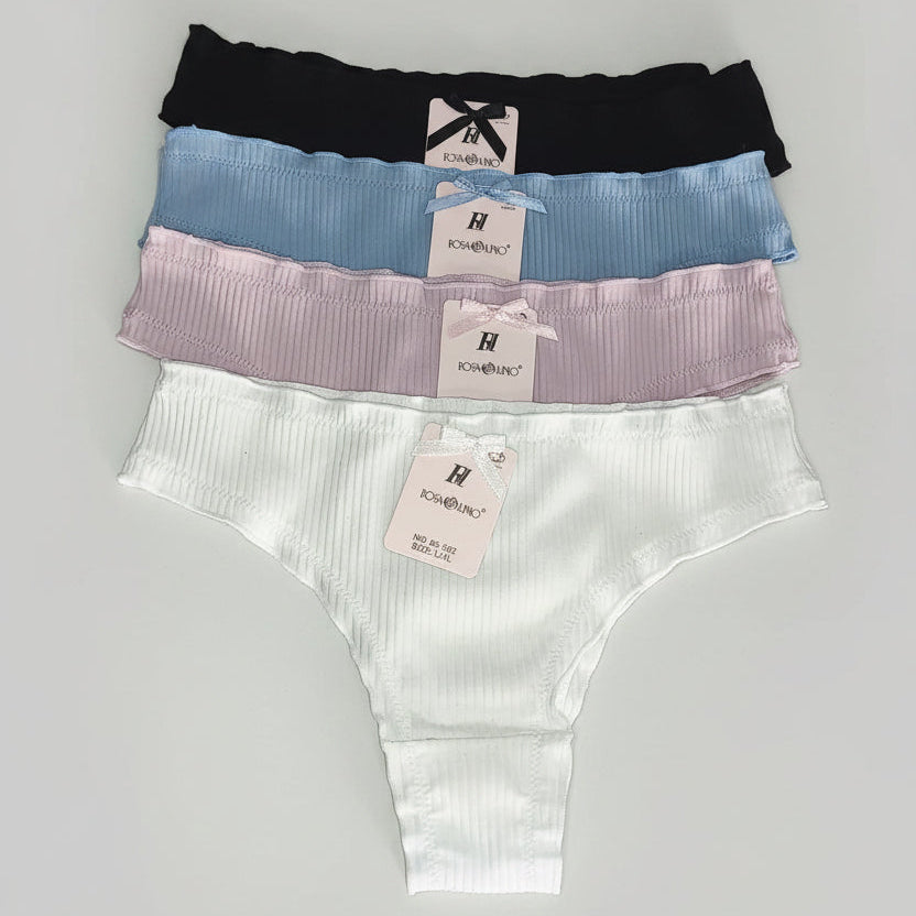 Cuecas de senhora em algodão em 4 cores: preto, azul, lilás e branco
