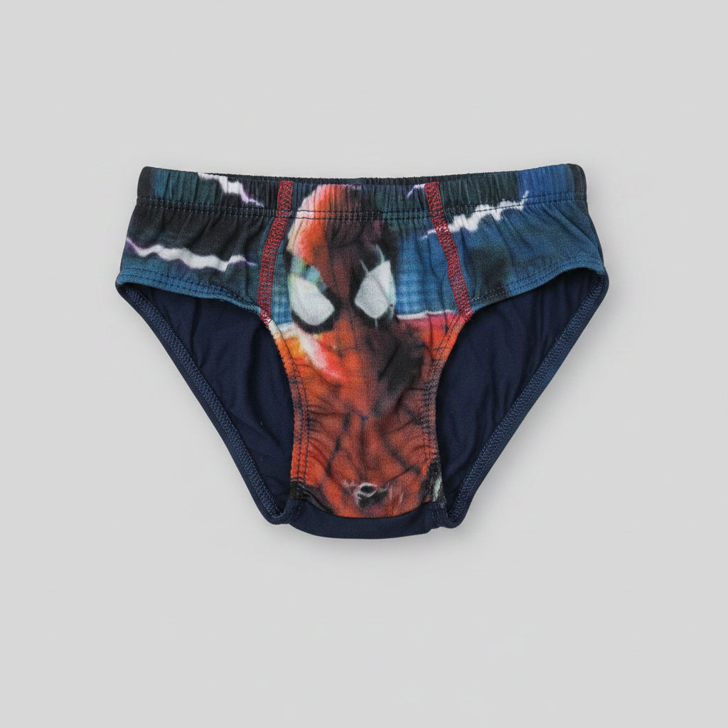 Cueca de rapaz com estampado azul escuro e padrão multicolor para crianças dos 2 aos 12 anos
