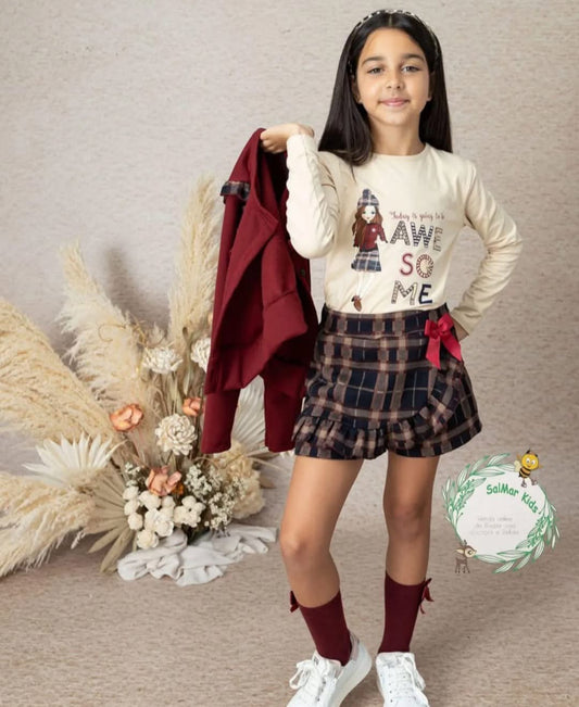 Conjunto saia/calção boneca