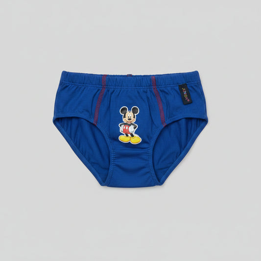 Cueca de rapaz azul com estampado do Mickey Mouse para crianças dos 2 aos 12 anos