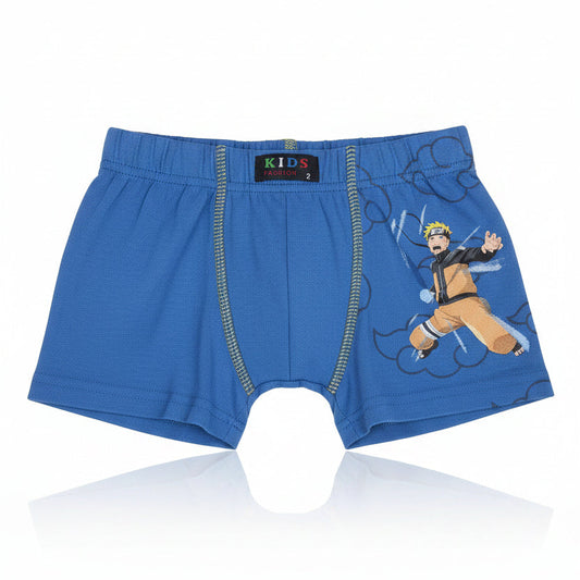 Boxer de rapaz azul com estampado do Naruto para crianças dos 2 aos 12 anos