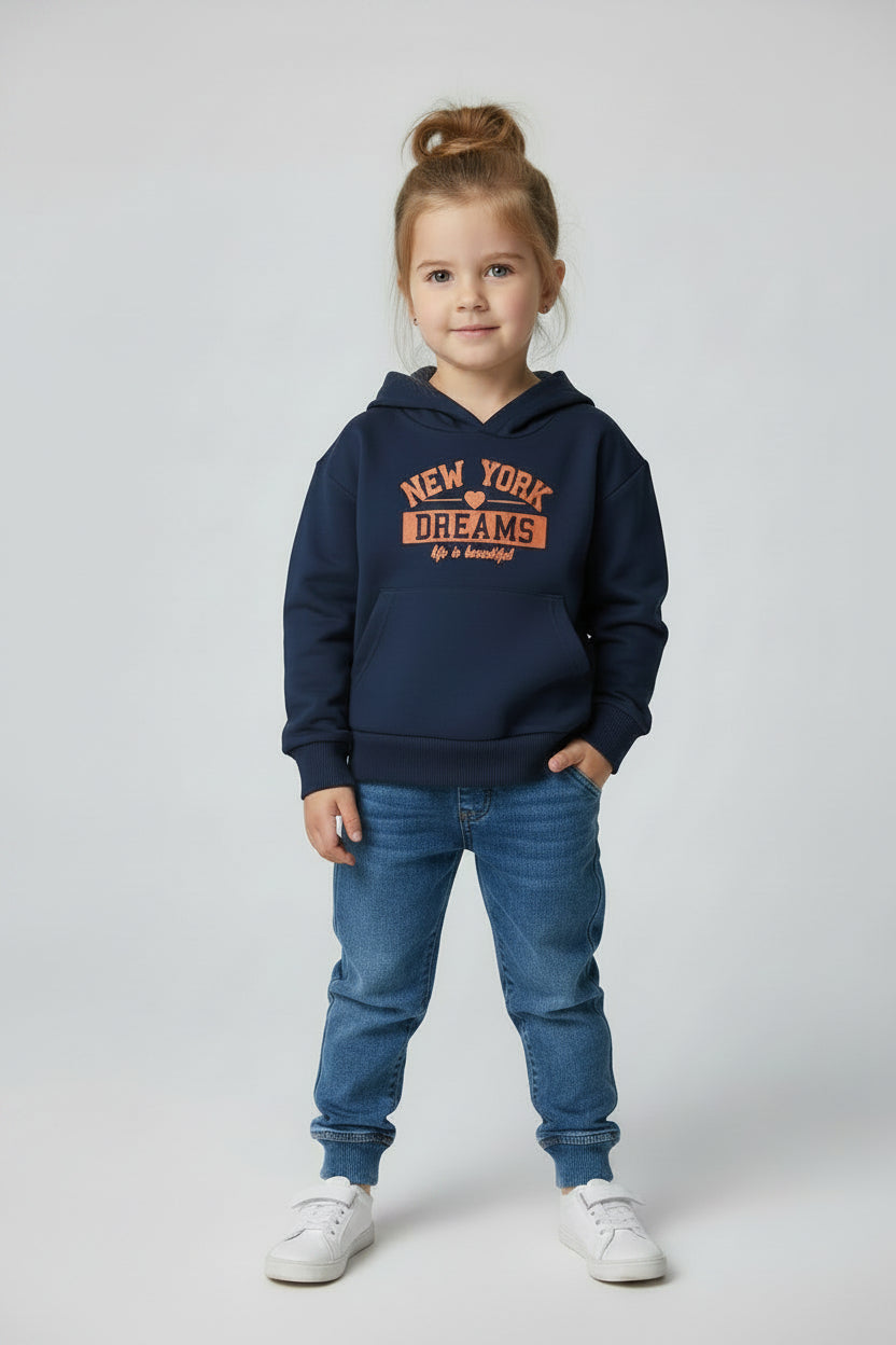 Sweat com capuz azul menina