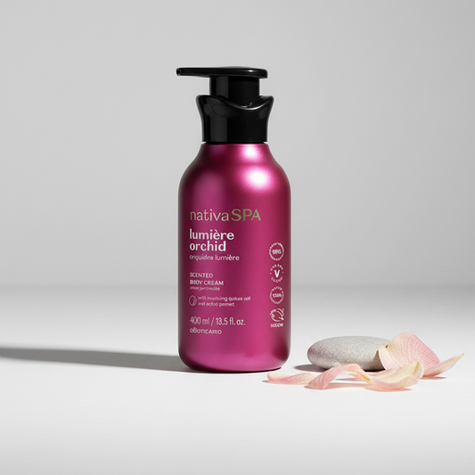 Creme Corporal Perfumado Nativa SPA Orquídea Lumière 400ml frasco rosa metálico com pump