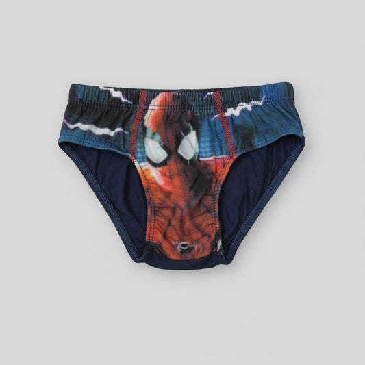 Cueca de rapaz com estampado azul escuro e padrão multicolor para crianças dos 2 aos 12 anos