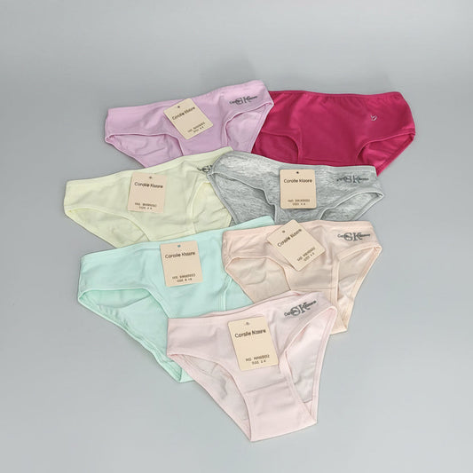 Cuecas de menina Coralle Klaare lisas em cores pastel para crianças dos 2 aos 14 anos