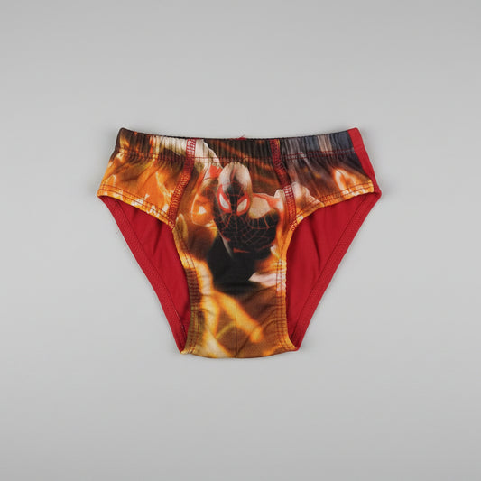 Cueca de rapaz vermelha com estampado do Homem-Aranha em chamas para crianças dos 2 aos 12 anos