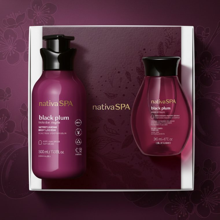 Este coffret inclui:

🫐 Óleo Corporal Black Plum — fórmula nutritiva de textura seca e sedosa que penetra rapidamente na pele, deixando-a luminosa, macia e com um aroma envolvente e duradouro
🫐 Creme de Corpo Black Plum — hidratação intensa com a essência da ameixa negra, que nutre profundamente e deixa a pele suave e perfumada