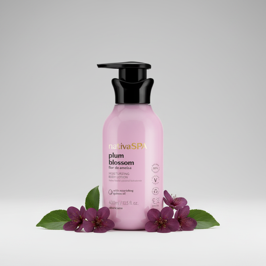 Loção Hidratante Corporal Nativa SPA Plum Blossom Flor de Ameixa 400ml frasco rosa