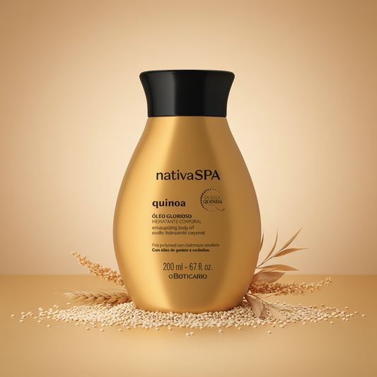 Benefícios:

🌾 Hidratação profunda — textura seca e sedosa que penetra rapidamente, sem deixar resíduo oleoso
🌾 Pele luminosa e macia — enriquecido com óleos de quinoa que nutrem, iluminam e protegem
🌾 Aroma sofisticado e duradouro — fragância envolvente que persiste na pele ao longo do dia
🌾 200ml — quantidade generosa para uso diário