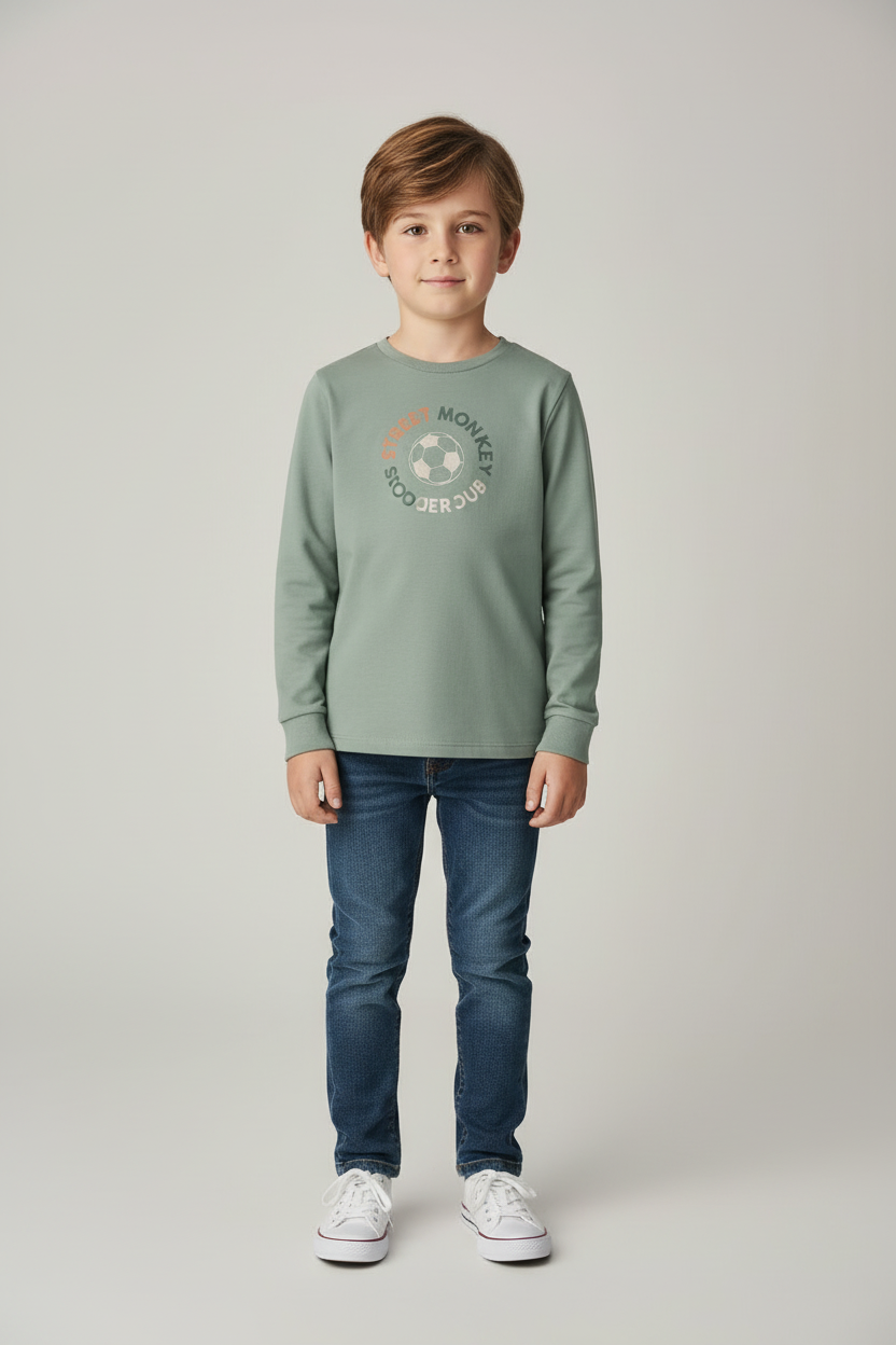 Sweatshirt básica cinzenta de algodão para menino