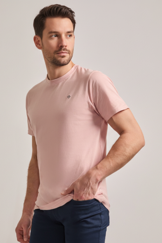 T-shirt rosa-clara de algodão para homem