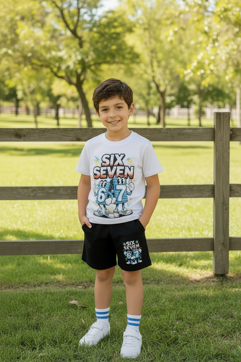Conjunto Menino Six Seven 6 7 Azul e Preto