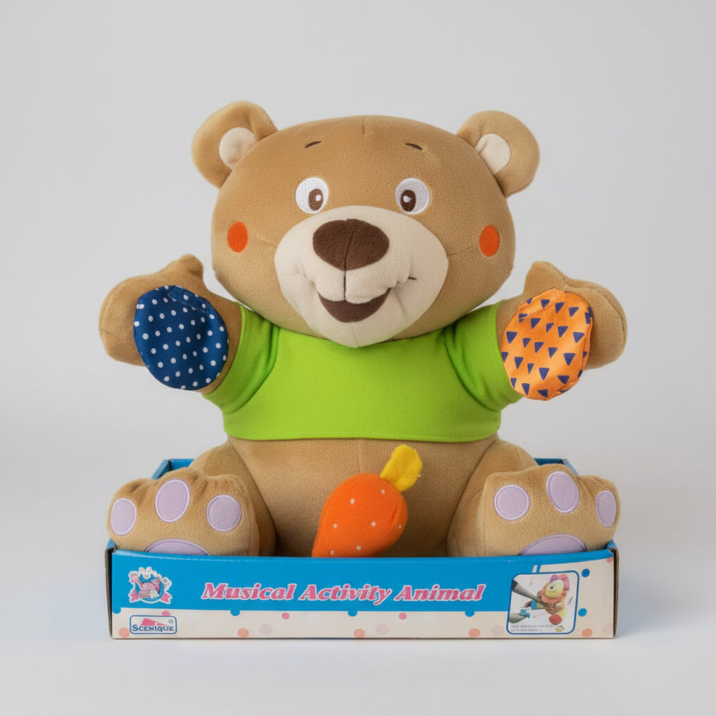 Este urso sensorial é o brinquedo ideal para os pequenos começarem a desenvolver o toque e as sensações.&nbsp;

Vai ser certamente o melhor amigo deles durante bastante tempo :)