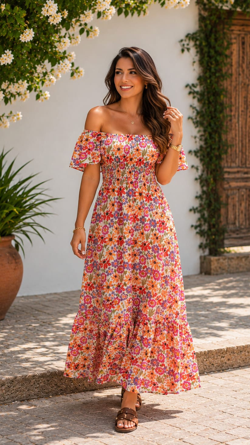Vestido Longo Floral Multicolor
